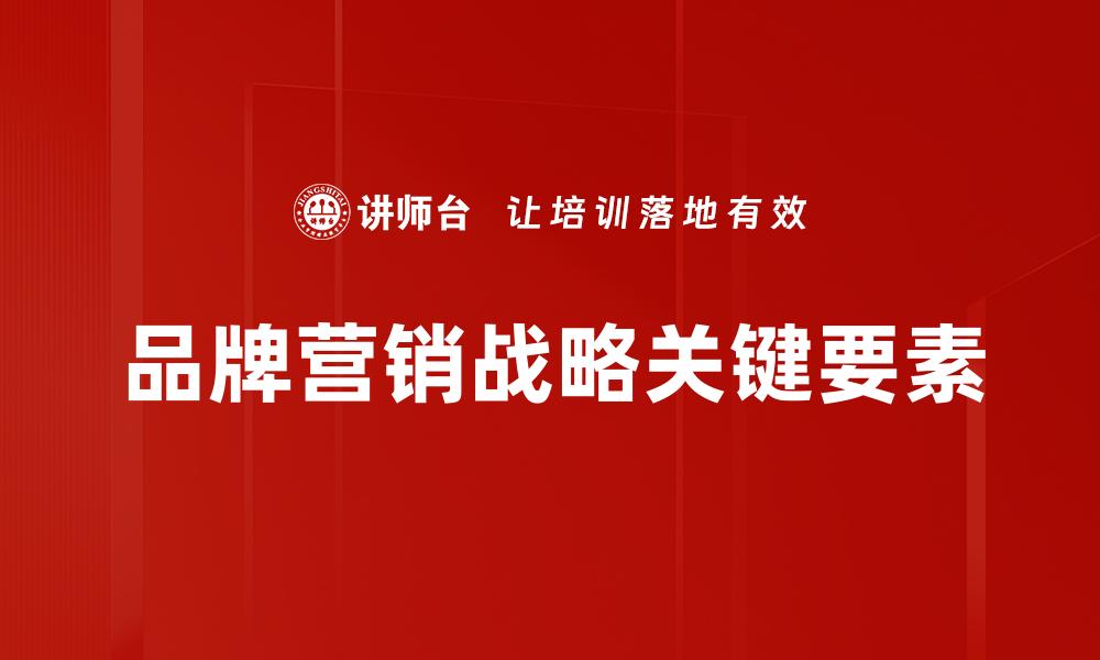 品牌营销战略关键要素