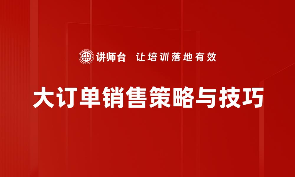 大订单销售策略与技巧