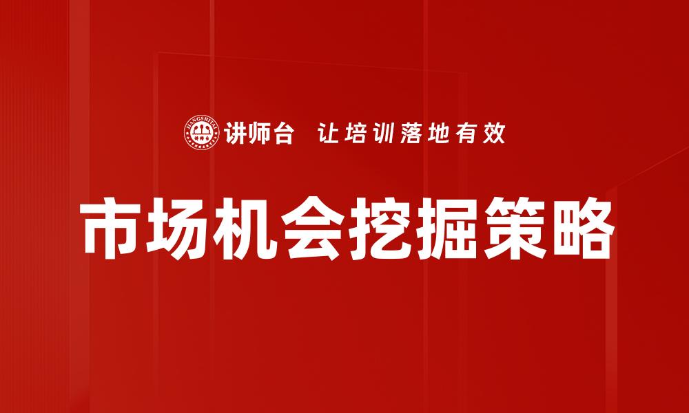 市场机会挖掘策略